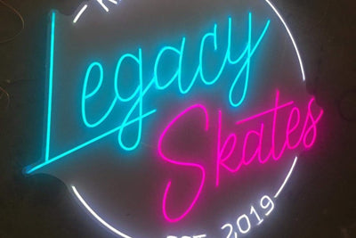 Legacy Skates led neon sign with custom logo
